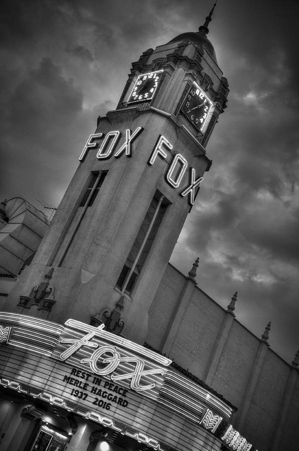 Merle Haggard RIP Fox Theater Black and White Photograph by Connie Cooper-Edwards