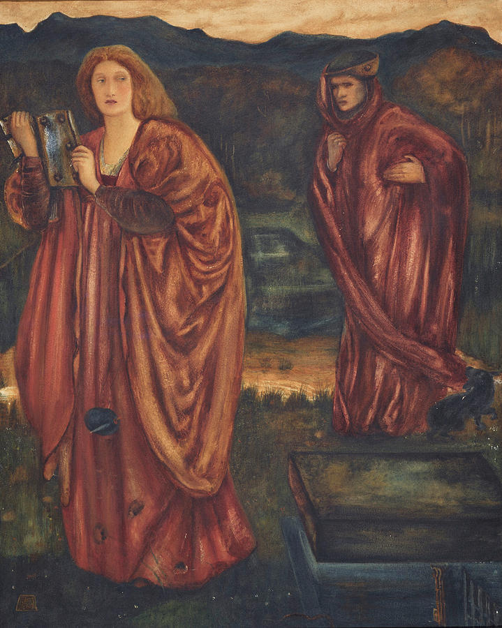 Merlin and nimue Painting by Edward Charles Clifford after Sir Edward Coley Burne-Jones