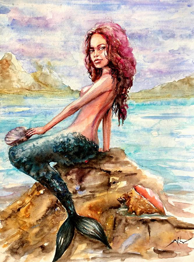 Mermaid 4 Painting by Katerina Kovatcheva