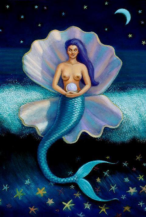 Mermaid Art- Mermaids Pearl Painting by Sue Halstenberg