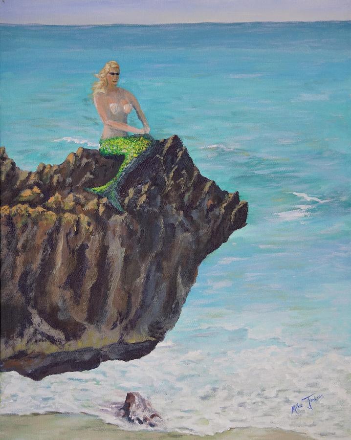 Mermaid at Gilberts Reef Painting by Mike Jenkins