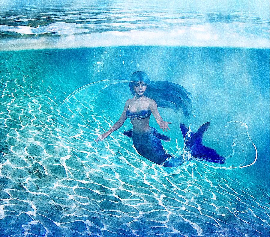 Mermaid Blue Painting by Mark Taylor Mermaid Blue Painting by Mark Taylor