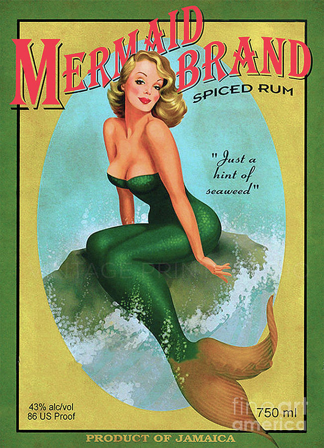 Mermaid Brand Rum Vintage Liquor Advertising Photograph by Doc Braham