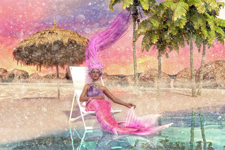 Mermaid Digital Art - Mermaid by the Sea by Betsy Knapp