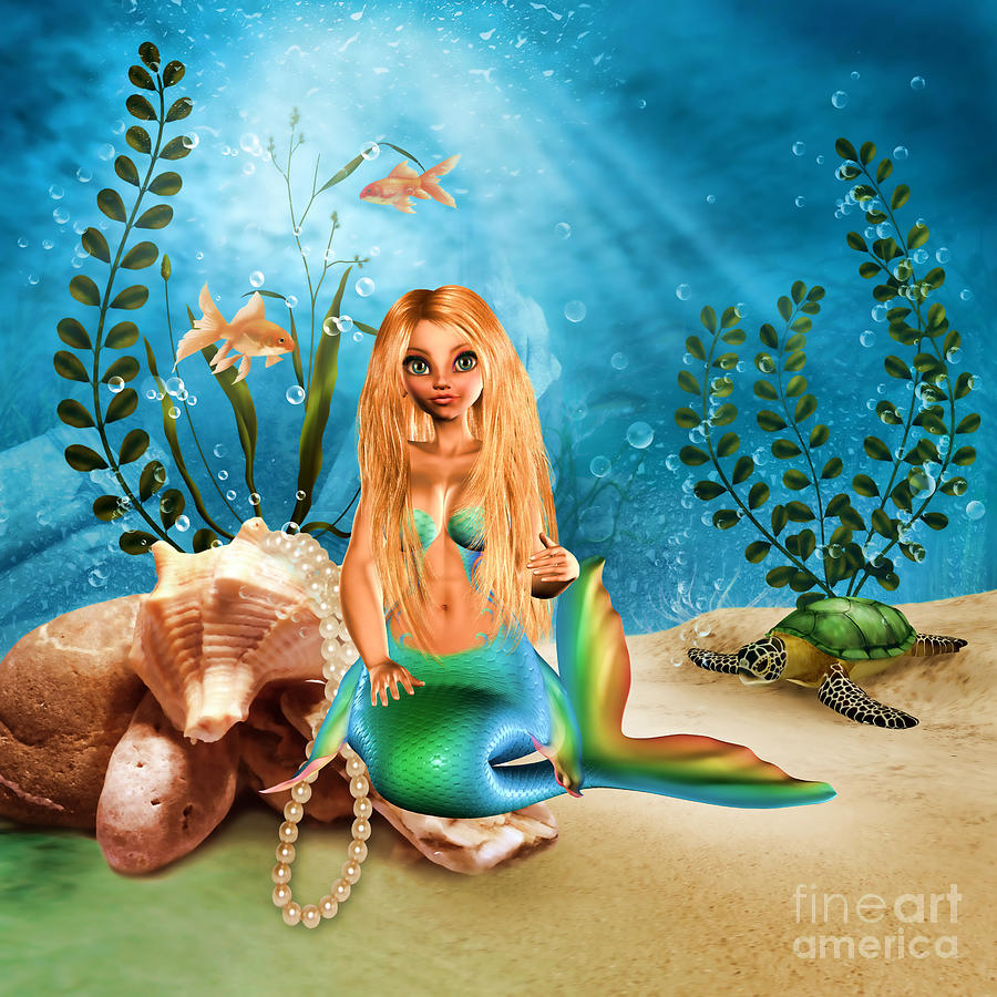 Mermaid Coral Pearl Mixed Media by Diane K Smith