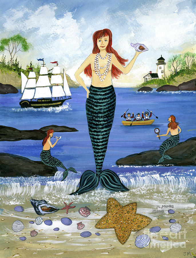 Mermaid Painting - Mermaid Cove by Janet Munro