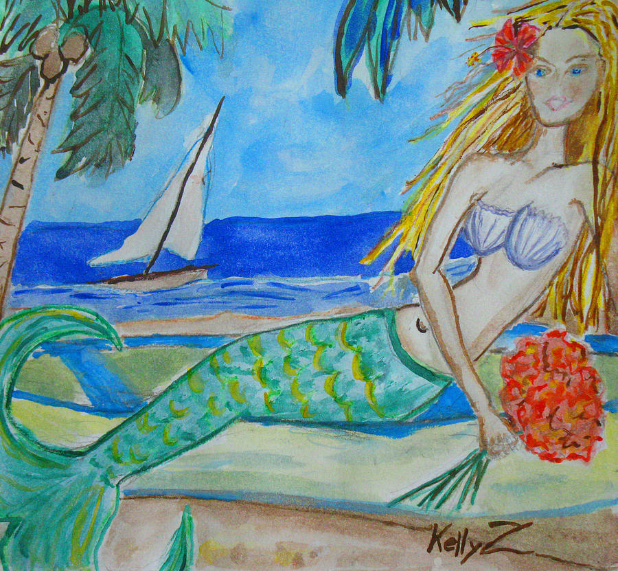 Mermaid Daydreaming Painting by Kelly Smith