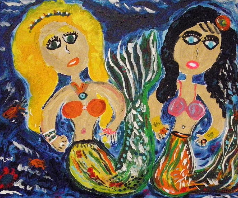 Mermaid Fashion Painting by Mary Carol Williams
