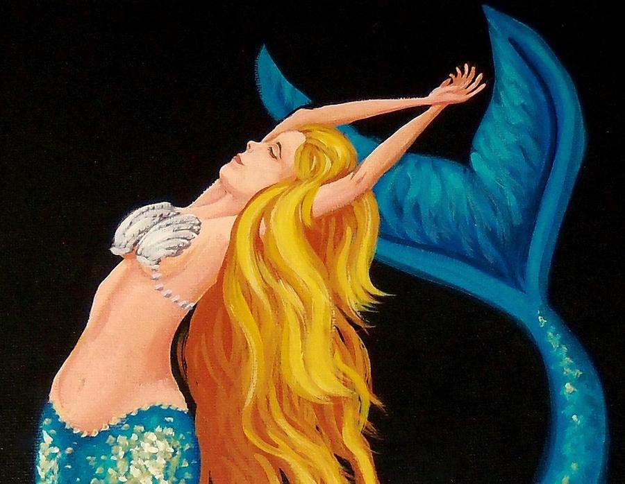 Mermaid Flip Painting by Debbie Criswell