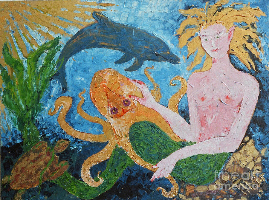 Mermaid Garden Party Painting by Doris Blessington