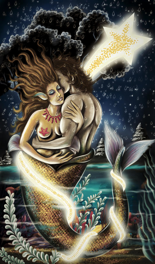 Mermaid Digital Art - Mermaid In Love Colored Version by Asp Arts