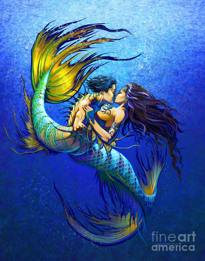 Mermaid Painting - Mermaid Kiss by Stanley Morrison