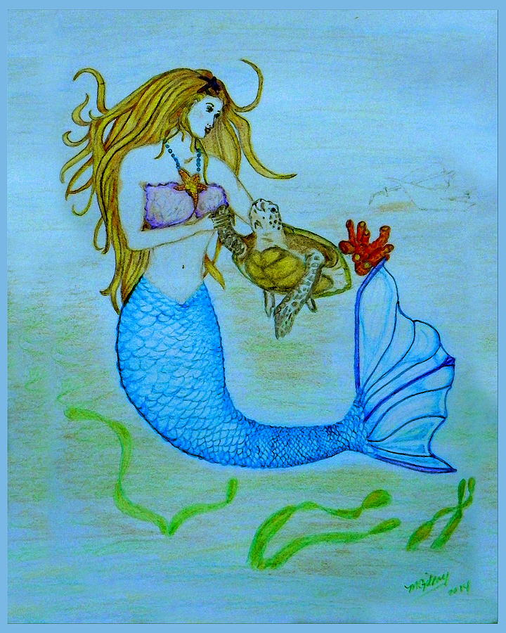 Mermaid Drawing - Mermaid by M Gilroy
