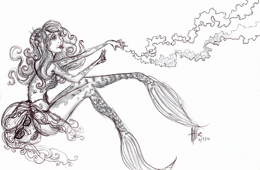 Mermaid Drawing - Mermaid Magic by Haley Howard