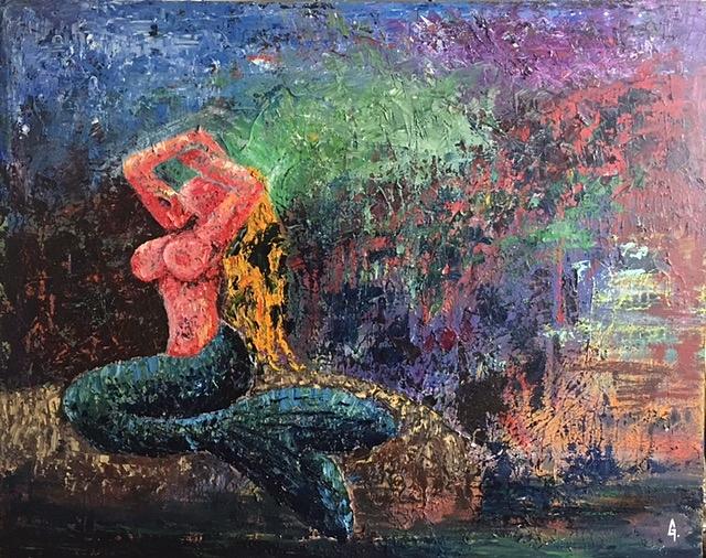 Mermaid Painting by Maria Iurescia