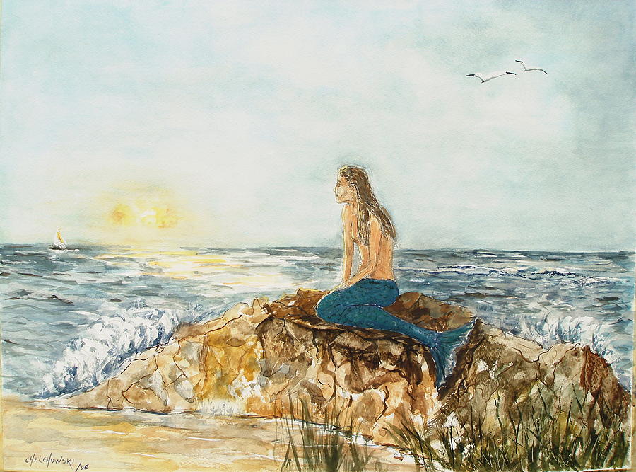 Mermaid Painting by Miroslaw  Chelchowski