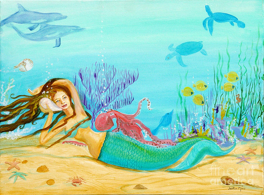 Mermaid on the Shell Phone Painting by Pauline Ross - Fine Art America