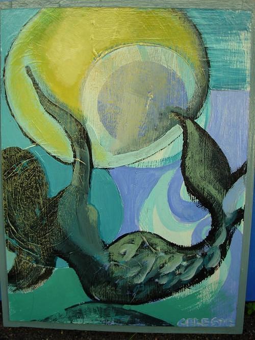 Mermaid Playing With The Sun  Painting by Celeste Fourie