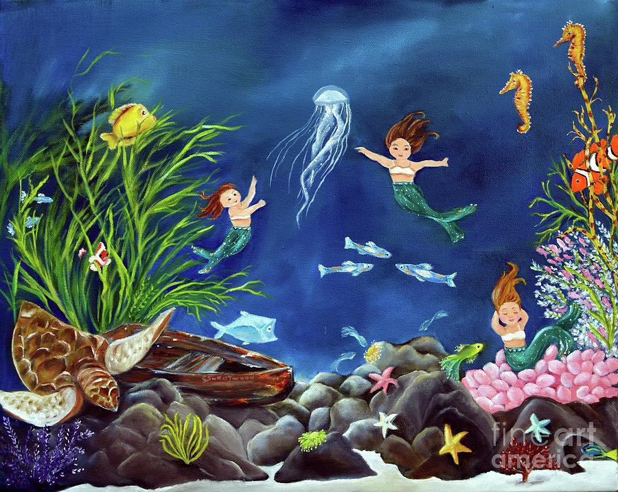 Fish Painting - Mermaid Recess by Carol Sweetwood