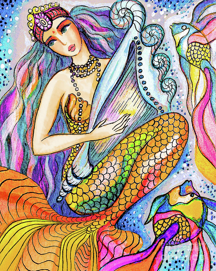 Mermaid Saraswati Painting by Eva Campbell