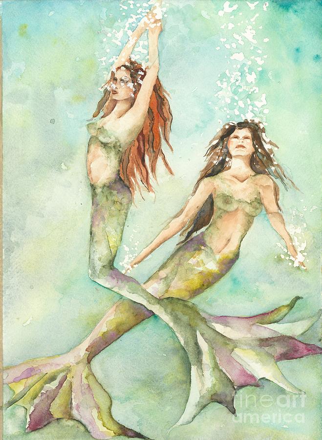 Mermaid Sisters Painting by Norah Daily