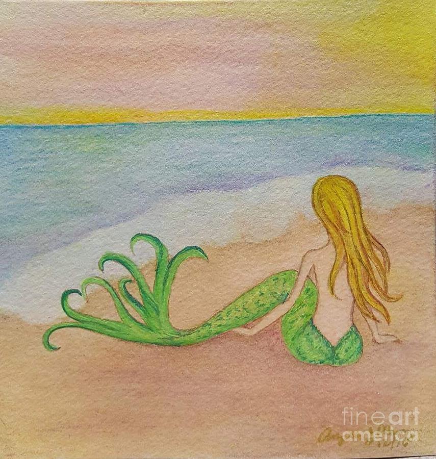Mermaid Sunset Painting by Angela Murray
