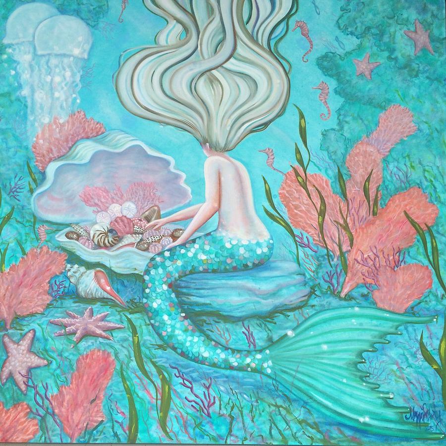 Mermaid Treasure Painting by Maggii Sarfaty - Fine Art America