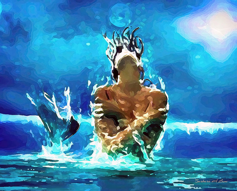Mermaid Digital Art - Mermaid under the Moonlight by Barbara A Lane