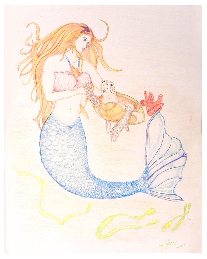 Mermaid Drawing - Mermaid #4 by M Gilroy