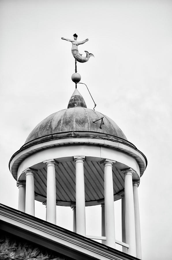 Mermaid Weather Vane - Dickinson College in Black and White Photograph by Bill Cannon