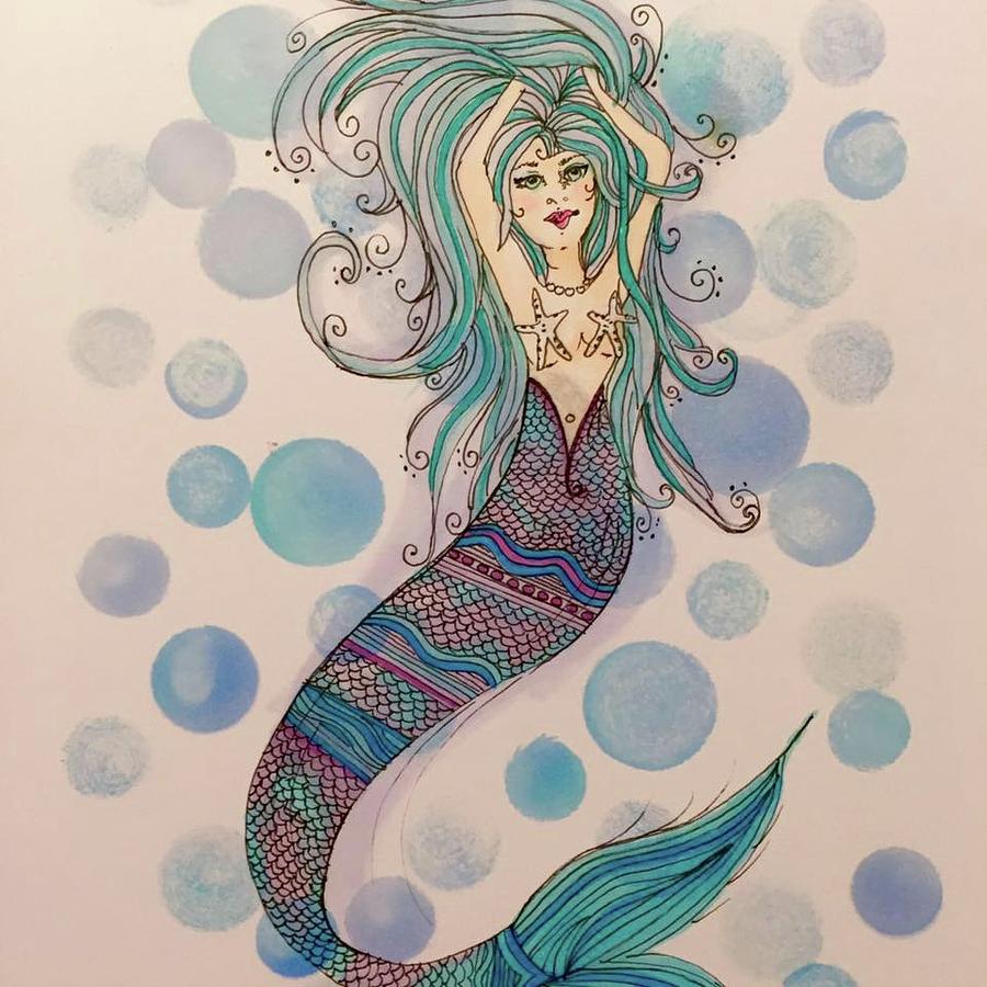 Mermaid Drawing by Wendy Chase - Fine Art America