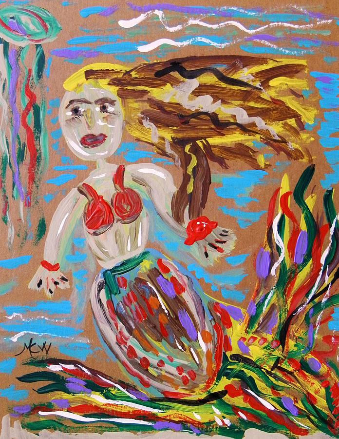 Mermaid with a Fantastic Fin Painting by Mary Carol Williams
