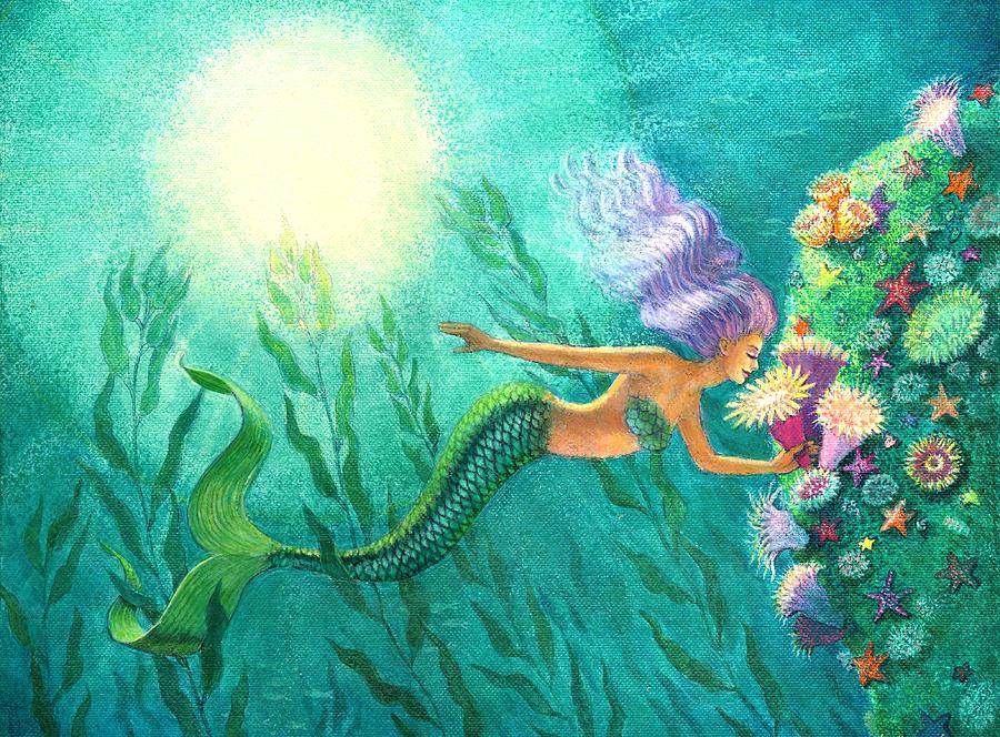 Mermaids Garden Painting by Sue Halstenberg