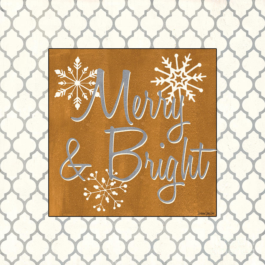 Typography Painting - Merry and Bright by Debbie DeWitt