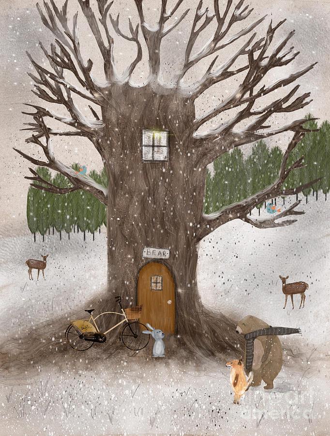 Deer Painting - Merry Berry Wood by Bri Buckley