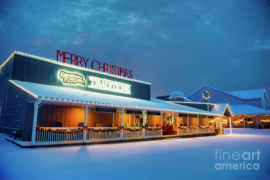 Merry Christmas at Shipshewana Furniture Traditions Photograph by David Arment