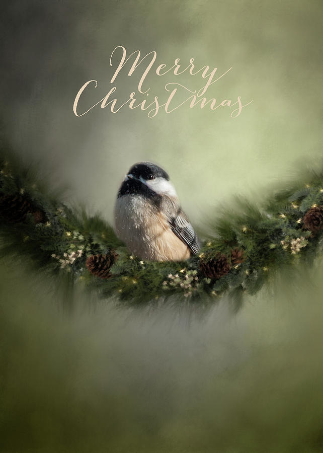 Merry Christmas Chicadee 1 Photograph by Cathy Kovarik