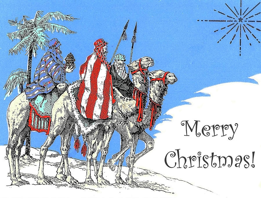 Camel Mixed Media - Merry Christmas from Bedouins by Long Shot