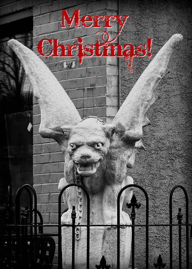 Christmas Photograph - Merry Christmas Gargoyle 1 by Dark Whimsy