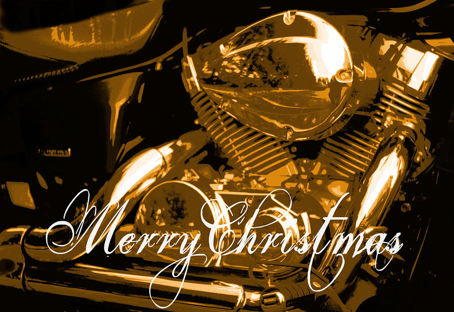 Merry Christmas Gold Motorcycle Photograph by Suzanne Powers