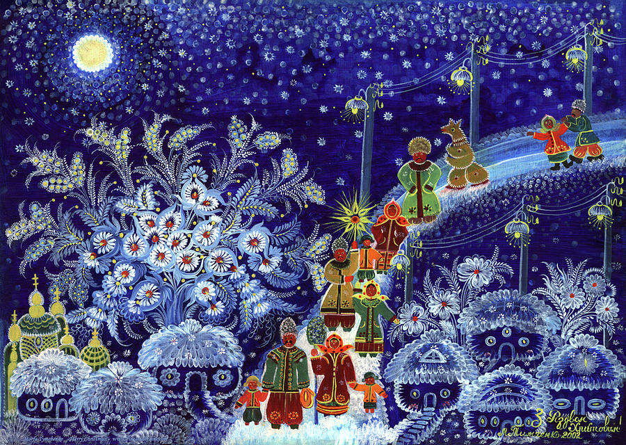 Holiday Painting - Merry Christmas by Olena Kulyk