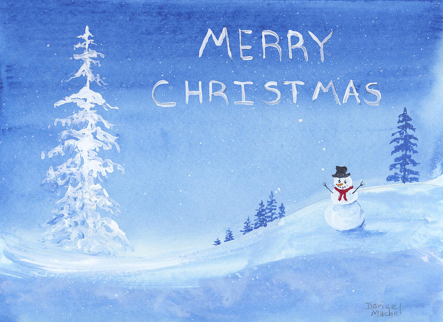 Merry Christmas Snowman Painting by Darice Machel McGuire