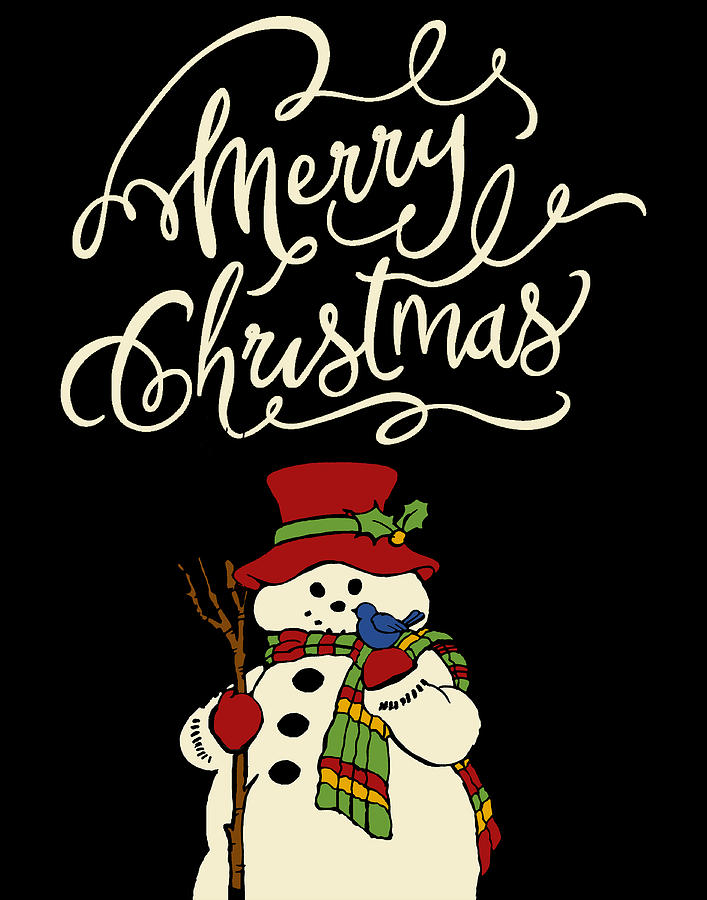 Christmas Mixed Media - Merry Christmas snowman by Marilu Windvand