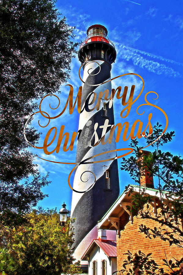 Merry Christmas St Augustine Lighthouse Photograph by Alice Gipson