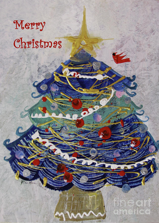 Merry Christmas Tree Painting by Robin Pedrero