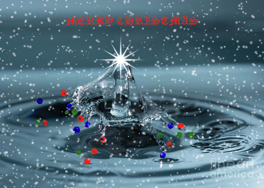 Merry Christmas Water Drop Photograph by Steve Purnell