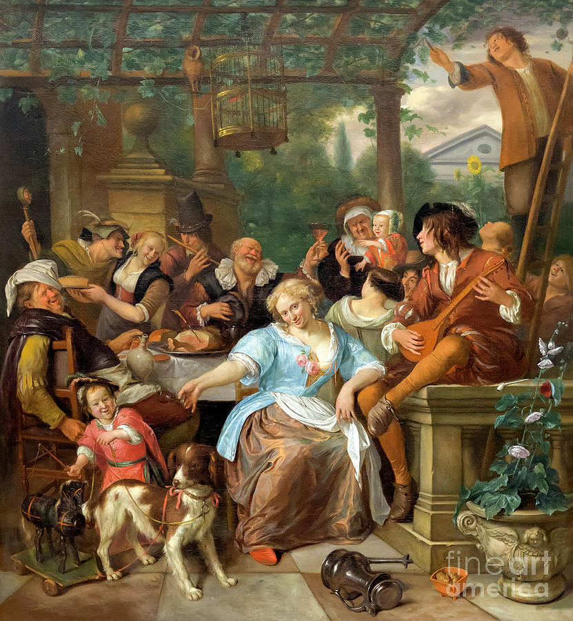 Merry Company on a Terrace, circa 1670 Photograph by Jan Steen