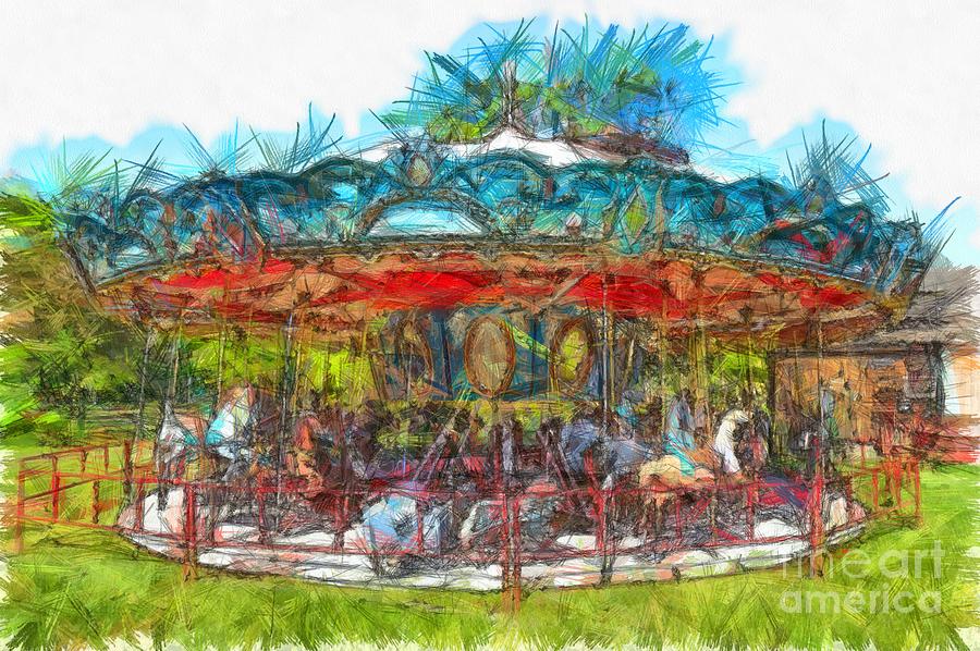 Merry Go Round Pencil Photograph by Edward Fielding