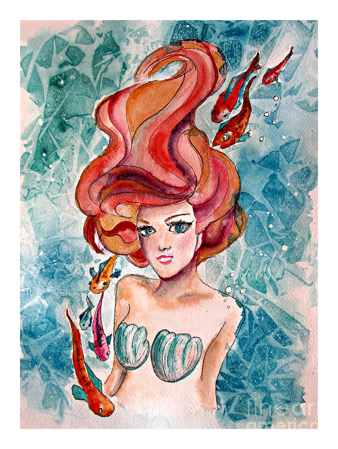 Merry Mermaid Painting by Janet Cruickshank