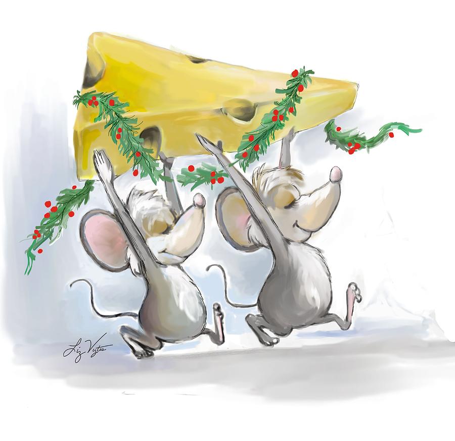 Merry Mice Mic and Mac Holiday Digital Art by Liz Viztes